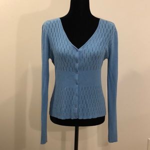 Light blue light weight long sleeve cotton sweater